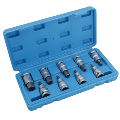 1 2in Drive Hex Key Bit Ratchet Socket Set 4mm 17mm 9pc Hex Allen Alan