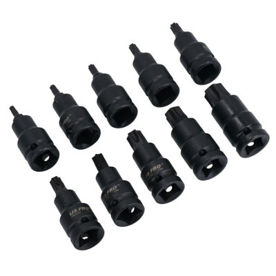 AB Tools 1/2in Drive Impact Torx Socket Set – Shallow Stubby T55 To T100, Black Oxide