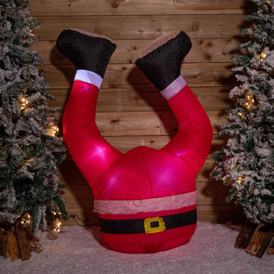 1.2m (4ft) Red and White Buried Santa Christmas Inflatable Decoration with White LEDs
