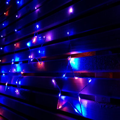 1.2m Battery Operated Christmas Star Curtain Lights with 140 Rainbow LEDs - 4