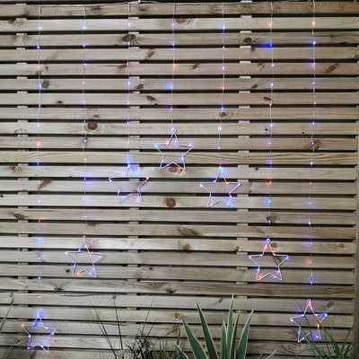 1.2m Battery Operated Christmas Star Curtain Lights with 140 Rainbow LEDs - 7