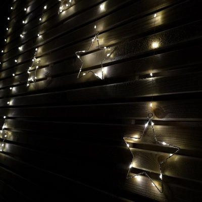 1.2m Battery Operated Christmas Star Curtain Lights with 140 Warm White LEDs - 3