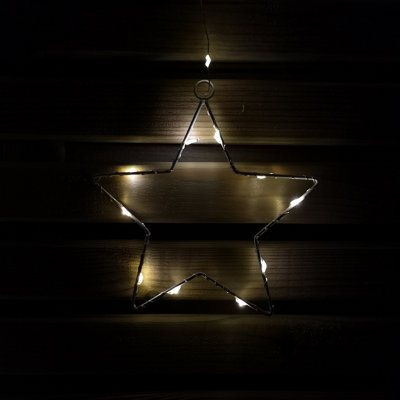 1.2m Battery Operated Christmas Star Curtain Lights with 140 Warm White LEDs - 4