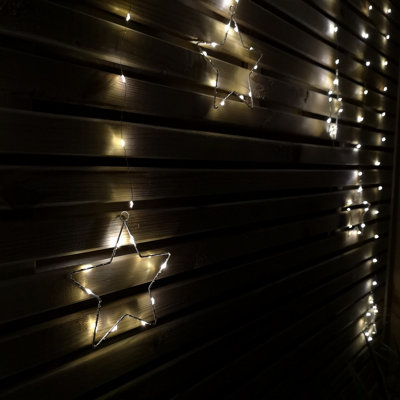 1.2m Battery Operated Christmas Star Curtain Lights with 140 Warm White LEDs - 6
