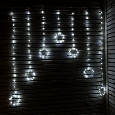 1.2m Battery Operated Christmas Star Curtain Lights with 140 White LEDs