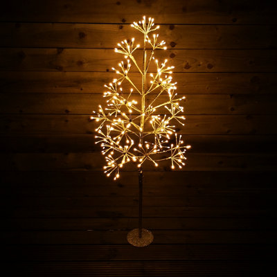 1.2m Champagne Gold Christmas Tree with 260 Warm LEDs | DIY at B&Q