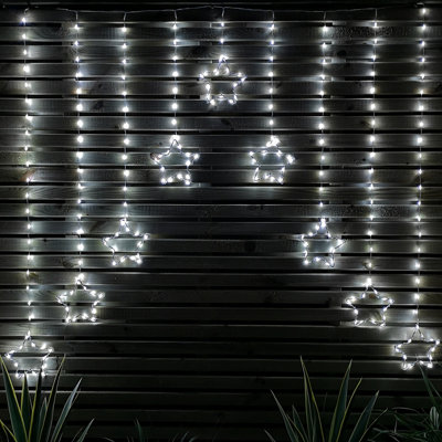 1.2m Cool White LED Star Curtain Lights Christmas Decorations Price Comparisons | Compare The Build