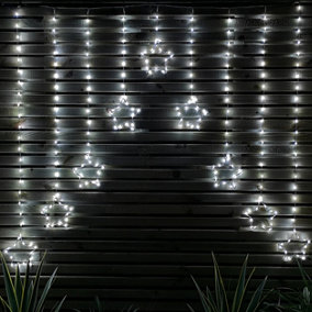 1.2m Cool White LED Star Curtain Lights Christmas Decorations
