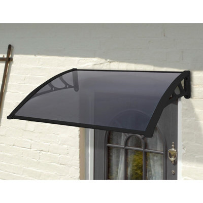 1.2M Door Canopy Black Frame Grey Cover