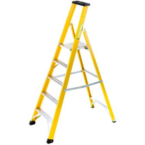 1.2m FIBREGLASS Platform Step Ladders 5 Tread Professional Lightweight Steps