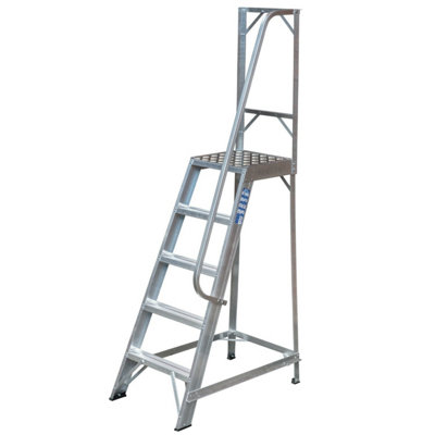 1.2m Heavy Duty Single Sided Fixed Step Ladder with Handrail - Safe & Durable Access Solution