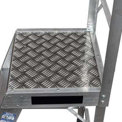 1.2m Heavy Duty Single Sided Fixed Step Ladder with Handrail - Safe & Durable Access Solution