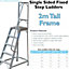 1.2m Heavy Duty Single Sided Fixed Step Ladders Handrail Platform Safety Barrier