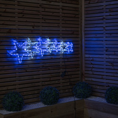 LED Rope Light Patriotic Falling Stars Silhouette – 87 Inches, Red, White & Blue, Indoor/Outdoor