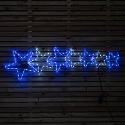 LED Rope Light Patriotic Falling Stars Silhouette – 87 Inches, Red, White & Blue, Indoor/Outdoor