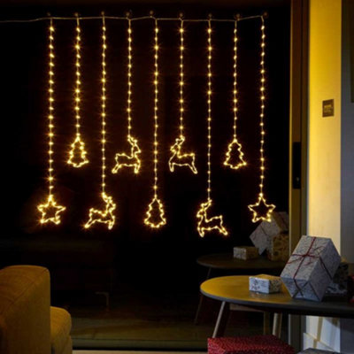 1.2m Light up Festive Curtain Christmas Lights with Warm White LEDs Price Comparisons | Compare The Build