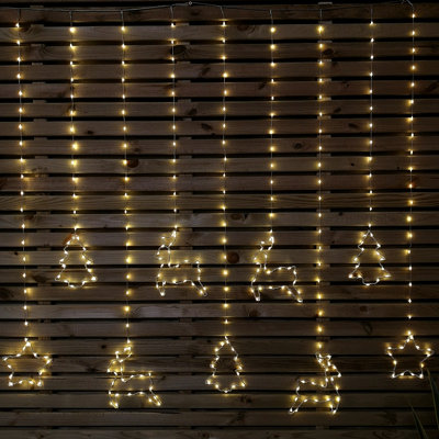 1.2m Light up Festive Curtain Christmas Lights with Warm White LEDs - 4