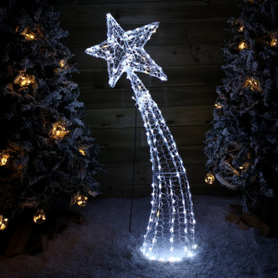 1.2m Light up Soft Acrylic 2D Shooting Christmas Star with 200 LEDs in White & Warm White Price Comparisons | Compare The Build