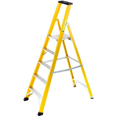 1.2m Lightweight Fibreglass Platform Step Ladder with 5 Treads for Professionals