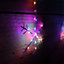 1.2m Premier Christmas Static Snowflake LED Silver Pin Wire V Curtain Lights in Rainbow