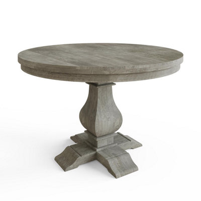 1.2M Round Dining Table Solid Reclaimed Pine Limewashed Finish