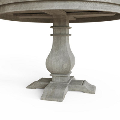 1.2M Round Dining Table Solid Reclaimed Pine Limewashed Finish