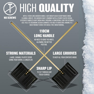 1.2M Snow Shovel Pusher Scooper Garden Scraper Spade Winter 120Cm Metal New - 4