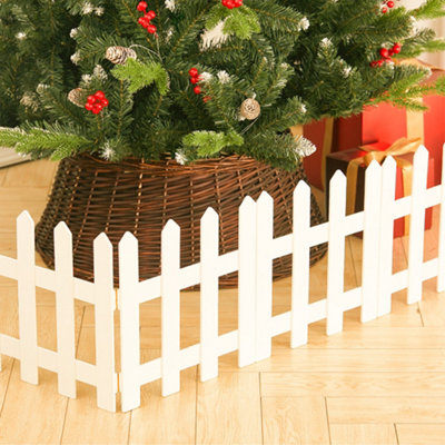 1.2M White Mini Wooden Picket Fence Border Christmas Xmas Tree Decoration