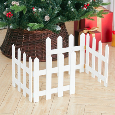 1.2M White Mini Wooden Picket Fence Border Christmas Xmas Tree Decoration