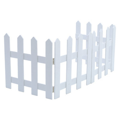 1.2M White Mini Wooden Picket Fence Border Christmas Xmas Tree Decoration - 4