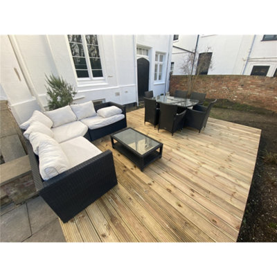 1.2m x 1.2m (4ft x 4ft) Deluxe Wooden Decking Timber Kit - 6x2 Joists - 32mm Thick Timber Decking Boards (Stronger and Tougher)