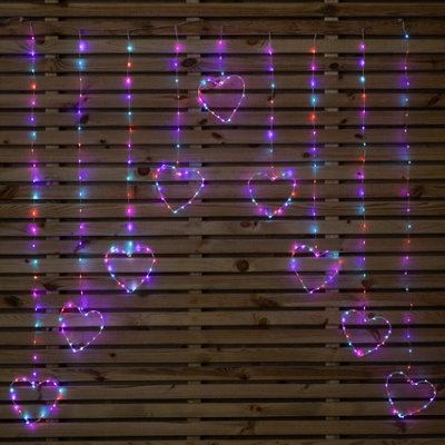 1.2m x 1.2m Light up Heart Pin Wire Christmas Curtain Lights with 303 ...