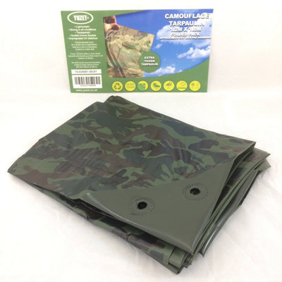 1.2m x 1.8m Green Camouflage Camo XT Tarpaulin Heavy Duty TarpGround Sheet Ribbed Strength - 3