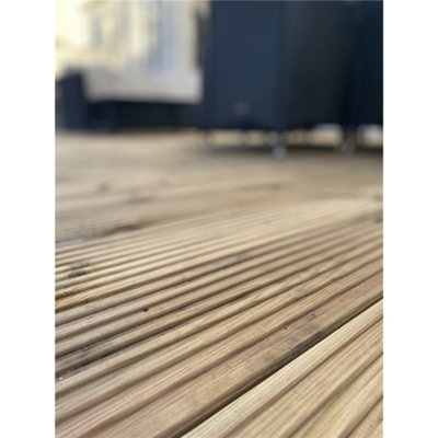 1.2m x 5.4m (4ft x 18ft) Deluxe Wooden Decking Timber Kit - 6x2 Joists - 32mm Thick Timber Decking Boards (Stronger and Tougher)