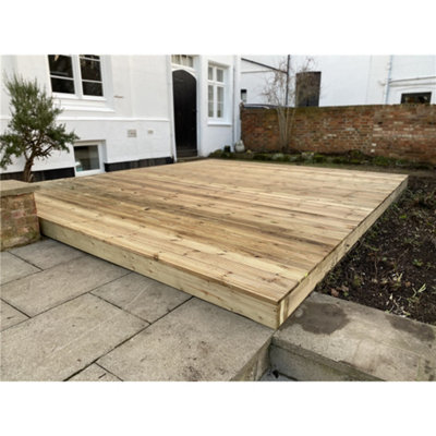 1.2m x 6.0m (4ft x 20ft) Deluxe Wooden Decking Timber Kit - 6x2 Joists - 32mm Thick Timber Decking Boards (Stronger and Tougher) - 4
