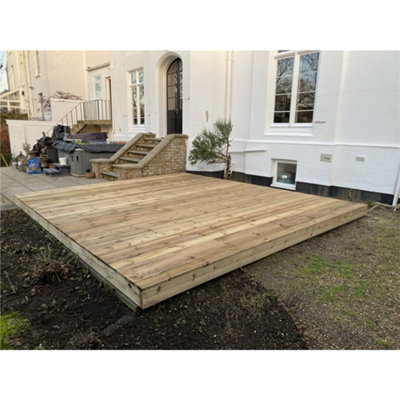 1.2m x 6.0m (4ft x 20ft) Deluxe Wooden Decking Timber Kit - 6x2 Joists - 32mm Thick Timber Decking Boards (Stronger and Tougher) - 5