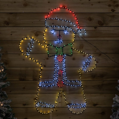 1.2m x 90cm Light up FlexiBright Gingerbread Man Decoration with 456 ...