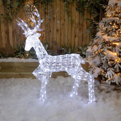 1.35M Soft Acrylic Light Up Christmas Reindeer Stag with 200 White
