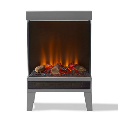 1.3KW Perth Panoramic Log Effect Fire Stove Grey