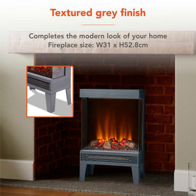 1.3KW Perth Panoramic Log Effect Fire Stove Grey - 6