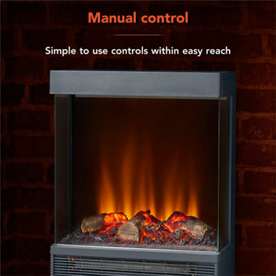 1.3KW Perth Panoramic Log Effect Fire Stove Grey - 7