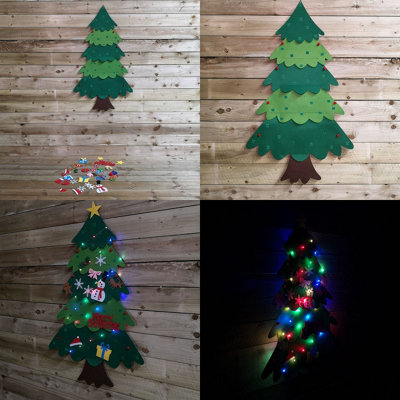 1.3m 33pcs DIY Felt Christmas Tree with Hook & Loop Decorations and 50 ...