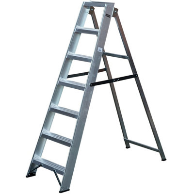 1.3m Lightweight Aluminium Swingback Step Ladder with 6 Deep Treads