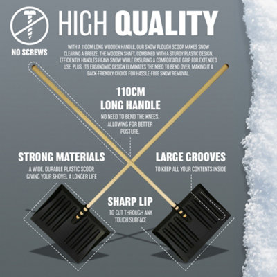 1.3M Snow Shovel - Pusher Scooper Garden Car Spade Winter 130Cm - Heavy Duty Wooden Handle - 4
