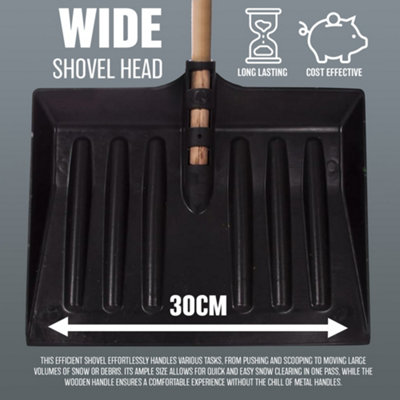 1.3M Snow Shovel - Pusher Scooper Garden Car Spade Winter 130Cm - Heavy Duty Wooden Handle - 5