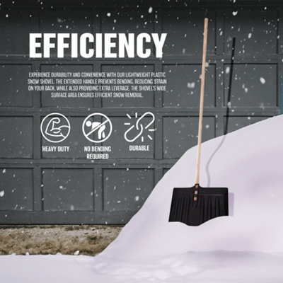 1.3M Snow Shovel - Pusher Scooper Garden Car Spade Winter 130Cm - Heavy Duty Wooden Handle - 6