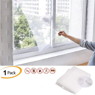 1.3m x 1.5m Mosquito Net for Windows - Window Insect Mosquito Screen Mesh Netting with 1 Roll Self-Adhesive Tape