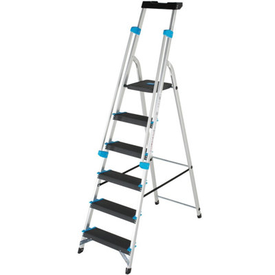 1.3m XL Aluminium Platform Step Ladder with 6 Anti-Slip Treads and Tool Tray