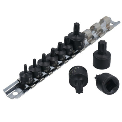 Titan Tools 16141 Stubby Metric Hex Bit Set – 9-Piece, 3/8" Drive