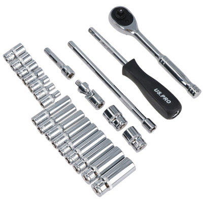 1/4" Drive Metric MM Shallow And deep Socket And Accessory Set 4 - 13mm ...
